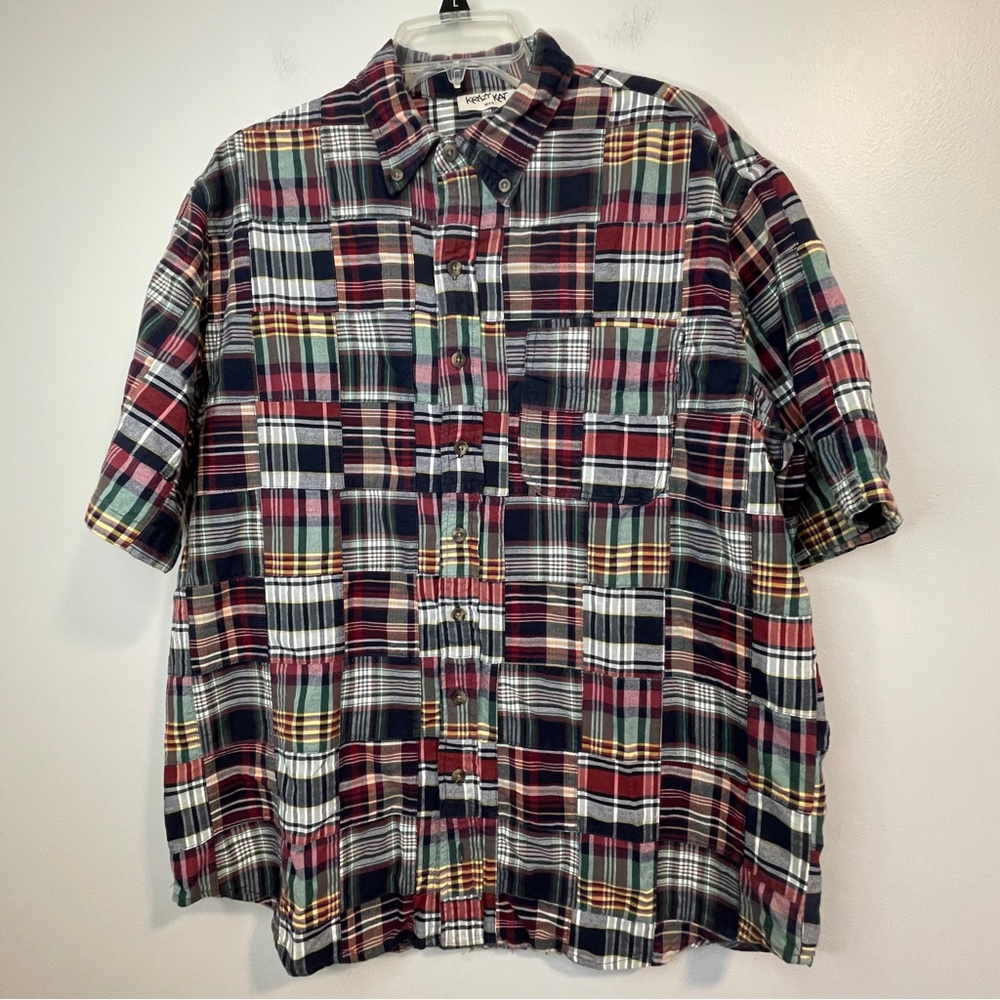 Krazy Kat Colorful Madras Button Down Shirt